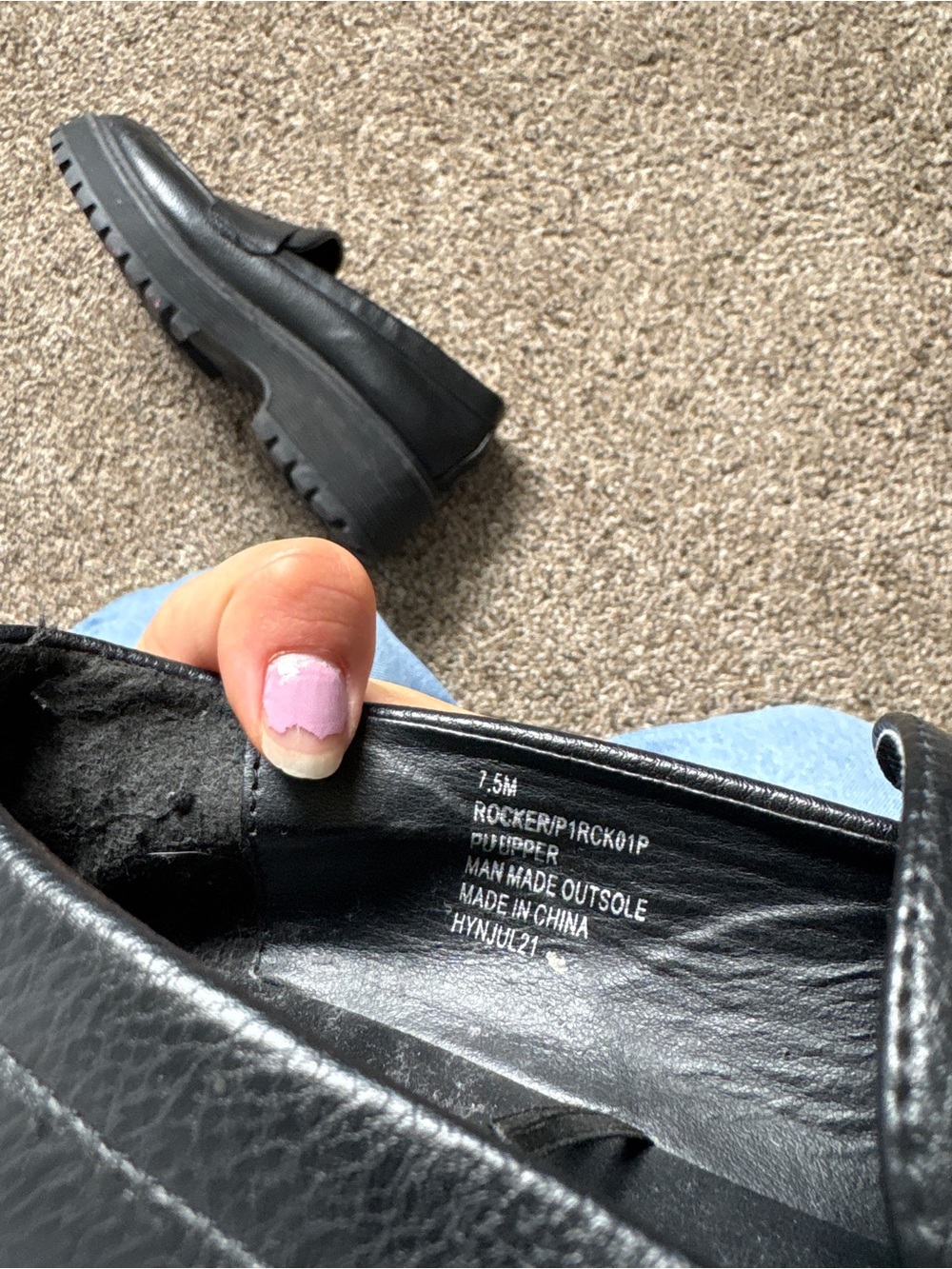 Sincerly Jules Black Chunky Lug Slip-On Loafers - Picture 8 of 11